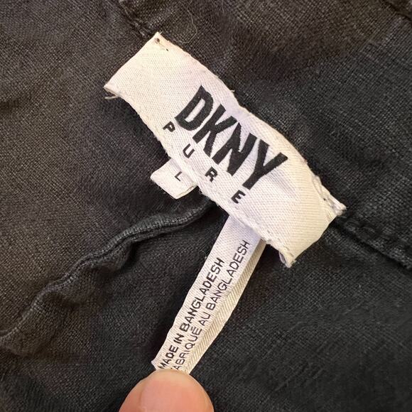 DKNY Pure Linen Dress Womens Large Black Sleeveless Maxi Minimalist - Picture 4 of 7